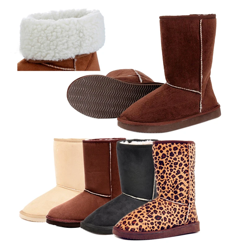 

Comfortable warm Snow Boots for women Cold Autumn Winter thick Wool Flock Flat Heels Shoes mid calf fashion Ladies Shoe gift