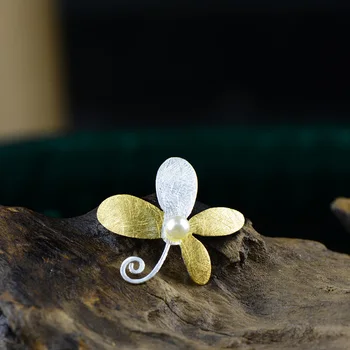 

Real Pure 925 Sterling Silver Art Fan Pendant For Women With Natural Pearl Elegant Flowers Vintage Pendant Pendule