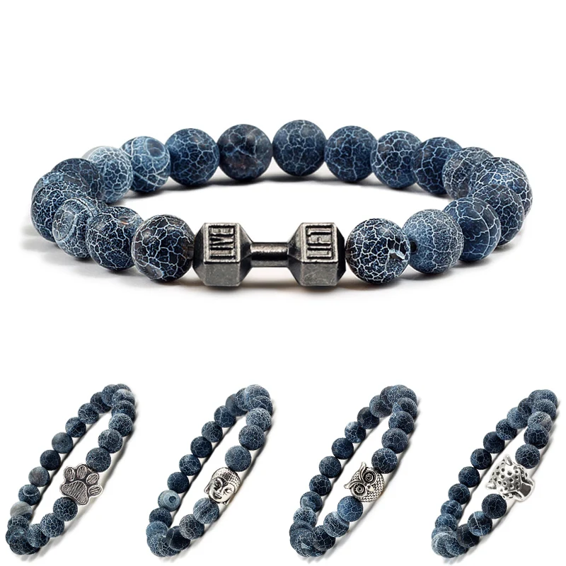 

Black Weathering Natural Stone Bracelets Bangle Metal Buddha Dog Claw Accessories Beads Bracelet For Women Men Cat Jewelry Charm