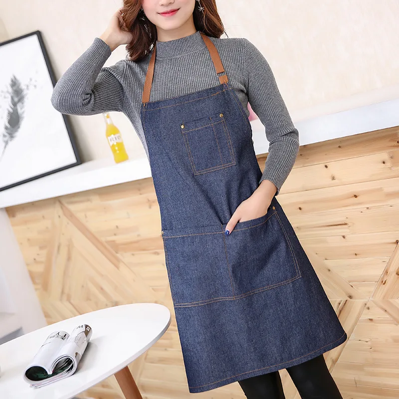 Fashion Denim Blue Apron Cooking Kitchen Restaurant Cafe Chef Waiter Work Jeans Bib Dress