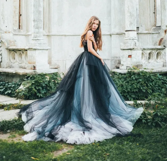 black tulle wedding dress