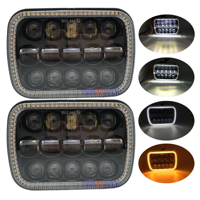 

Newest 5x7" Arrow Style LED Headlight 7x6 5x7 inch Projector White DRL Yellow Turn Signal Black For Jeep Wrangler YJ Cherokee XJ
