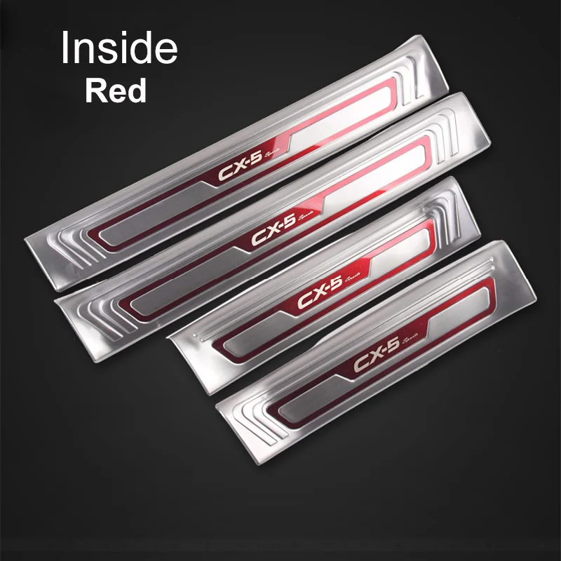 Для Mazda CX-5 CX5, Накладка на порог автомобиля, накладка на педаль, защитная крышка из нержавеющей стали - Цвет: Inside Red
