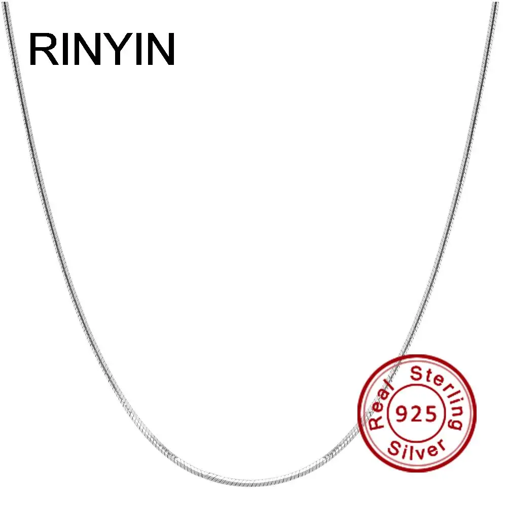 RINYIN 925 пробы серебро Цепочки и ожерелья Модные украшения 1 мм 16/18/20/22/24 дюйм(ов) цепи змейки