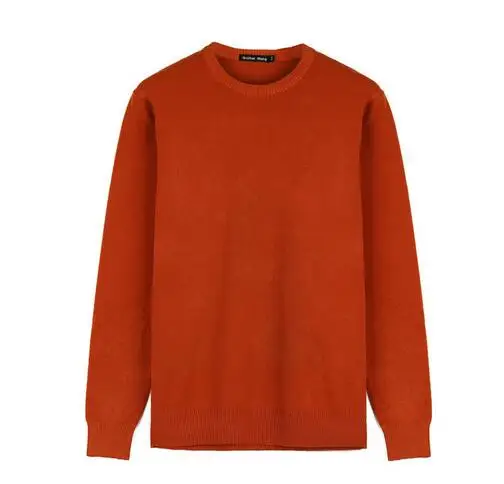 Осень зима мужской Повседневный свитер модный классический Мужской приталенный пуловер из хлопка с круглым вырезом брендовая одежда - Цвет: Rust Red