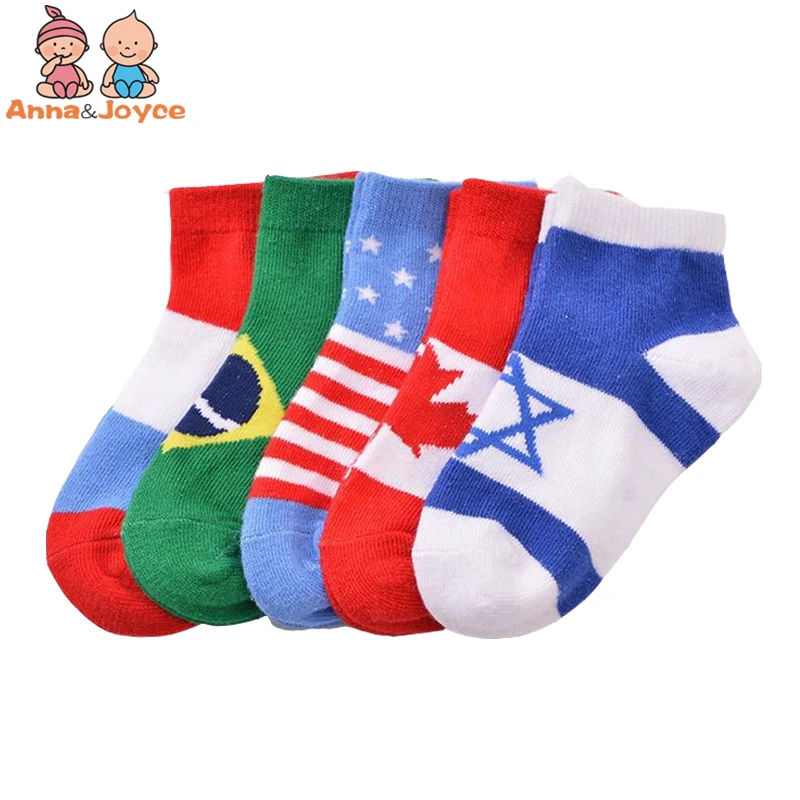 5 Pairs/lot Cotton The British Flag Socks Boat Socks Boys Girls Stripe