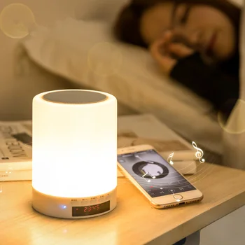 

Multi-function alarm clock wake up night light Wireless Bluetooth LED Table Desktop Lamp Light for kids
