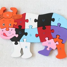 Новая деревянная игрушка животное мультфильм корова 26 шт. английские буквы и цифровые Обучающие деревянные головоломки