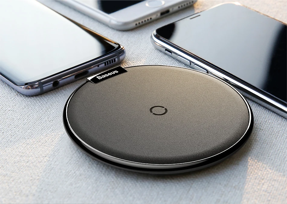 Baseus Leather Wireless Charger For iPhone 11 Pro Xs Max Xr X 8 Plus Desktop Wireless Charger Pad For Samsung S10 S9 Xiaomi Mi 9
