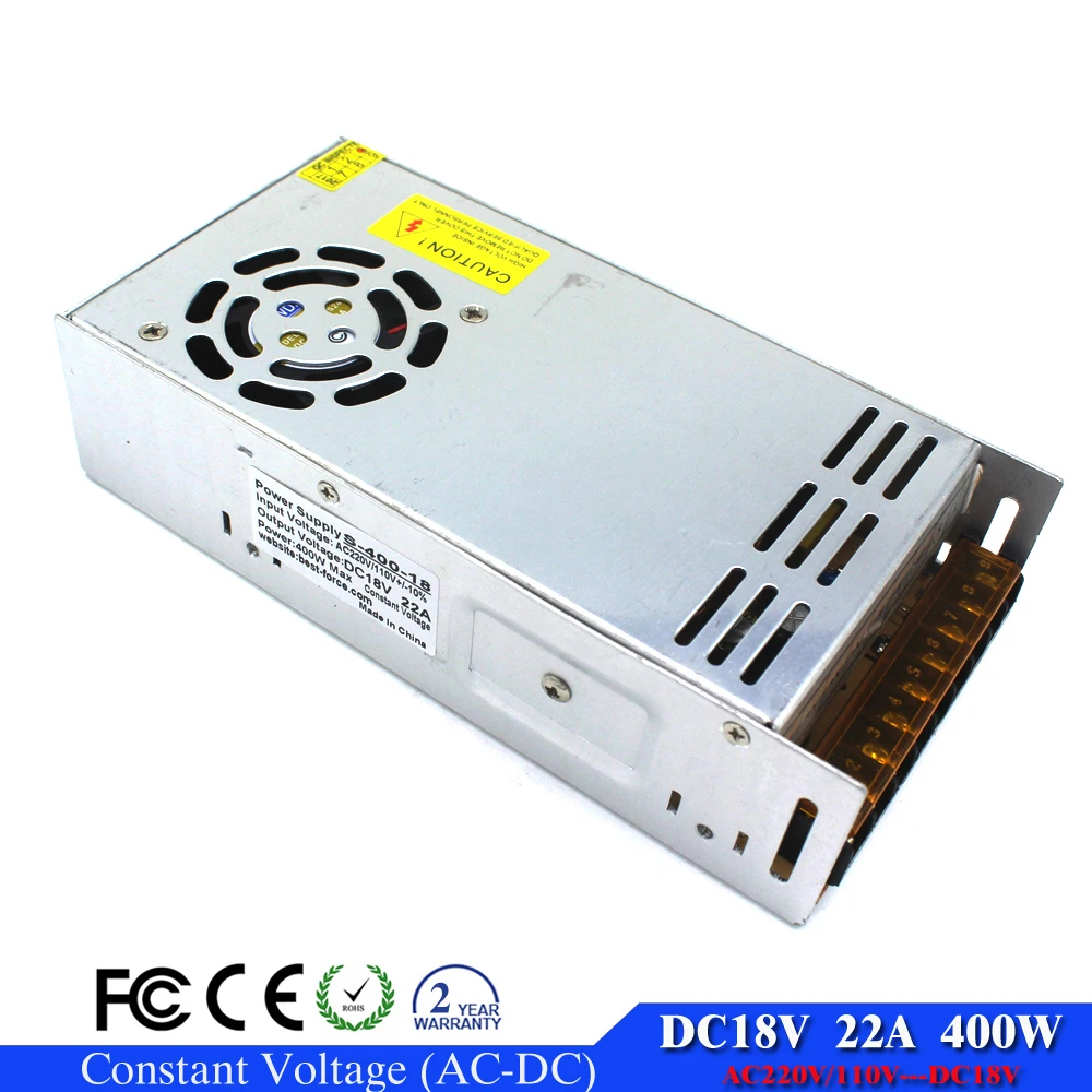 Регулируемый 18V 22A 400W LED Импульсный источник питания Трансформатор 110V 220V AC к DC18V