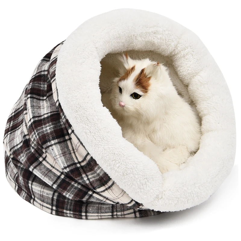 Кровать для домашних животных, кровать для собак, кошек, креативный узор в клетку, зима/осень, хлопок, для домашних животных, для кошек, спальная, 2 стороны, используется сумка, домик для домашних животных, для кошек, котенок