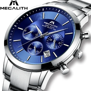 

MEGALITH Sport Chronograph Watches Men Fashion Waterproof Analogue Watches Top Brand Luxury Quartz Watch Clock Relogio Masculino