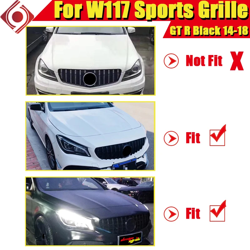 Гриля для переднего бампера W117 CLA GTS Абсорбирующая блестящая черная подходит