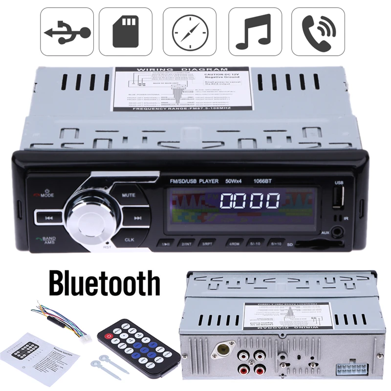 1 Din Car MP3 Player Car FM Radio 12V Auto Aux Input SD USB Music