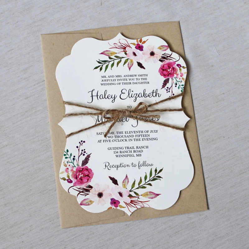  Irregularly Shaped Wedding Invitation Cards with Invitation Envelope - Lot of 50 - 32850833145