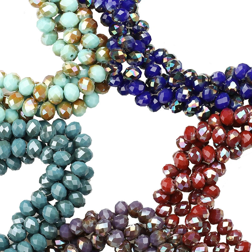 

8MM Czech Glass Crystal Beads Approx 70pcs/String Multi Color Austria Crystal Two Hole Spacer Beads For Kids DIY Jewelry Making