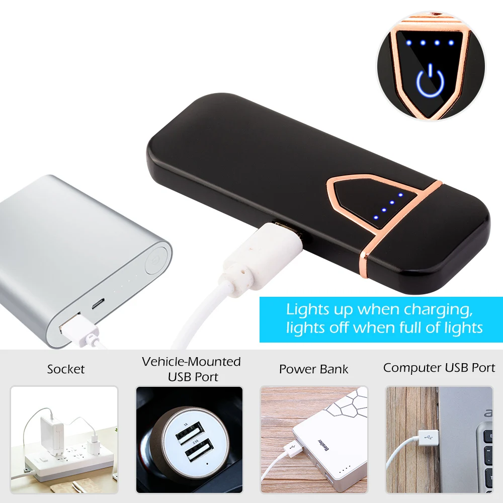 Сенсорная двухсторонняя USB перезаряжаемая зажигалка ветрозащитная беспламенная