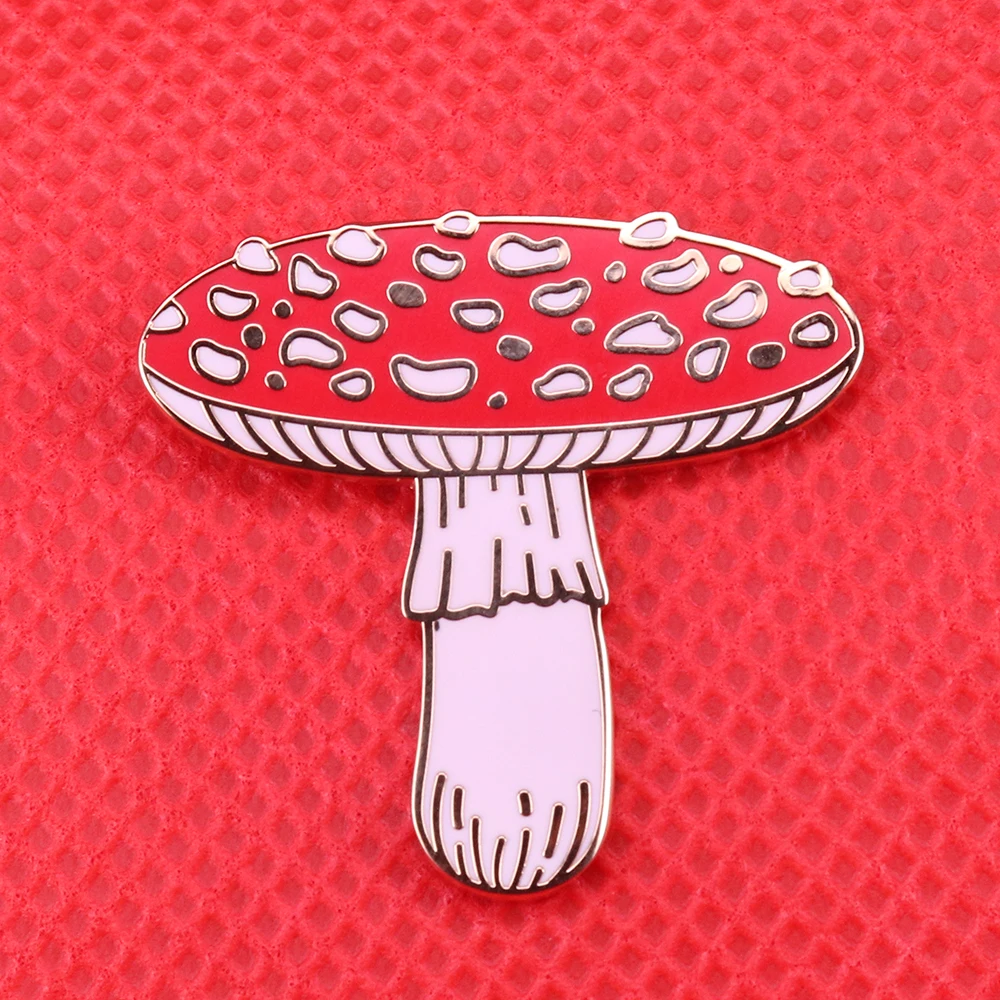 Красный гриб эмалированная булавка Amanita muscaria брошь toadstool значок для выращивания микология ювелирные изделия лесной лес природные ценности подарок