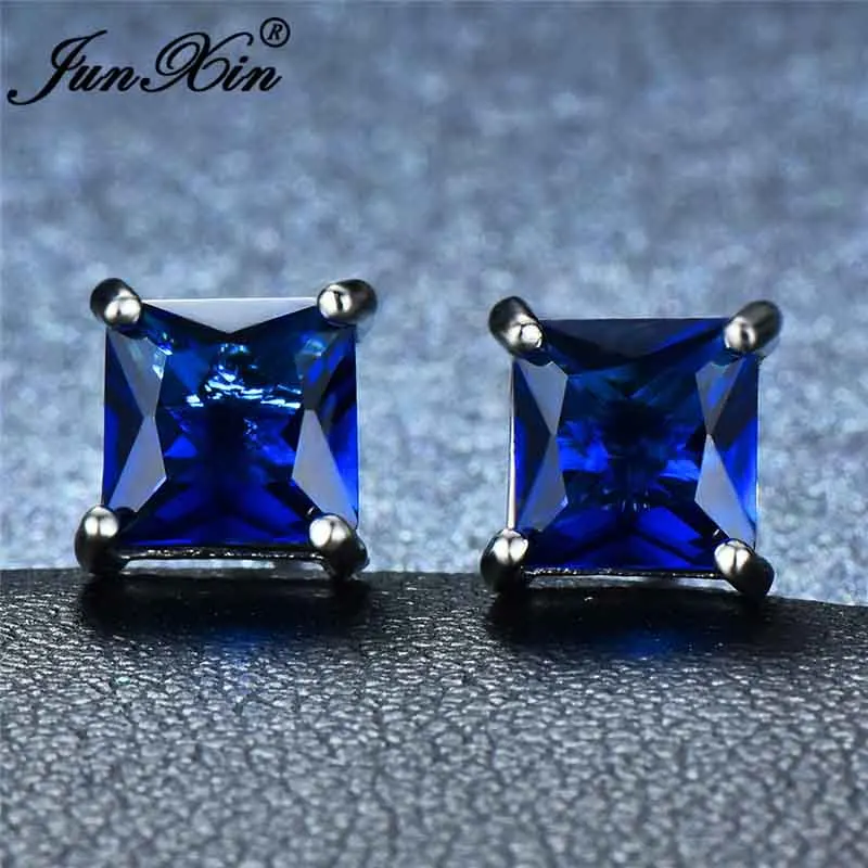 Милые женские маленькие серьги «Радуга» с кристаллами, модные серебряные свадебные серьги, цветные двойные серьги-гвоздики для женщин - Окраска металла: Blue