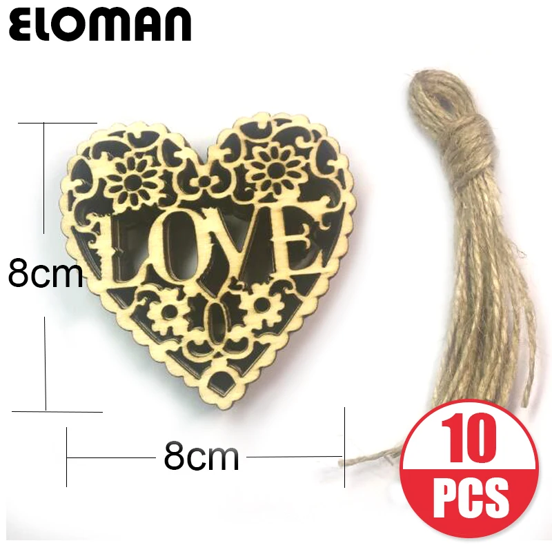 ELOMAN 10 шт./лот ручной работы резные деревянные сердечки вечерние украшения для дома и свадьбы подвесные