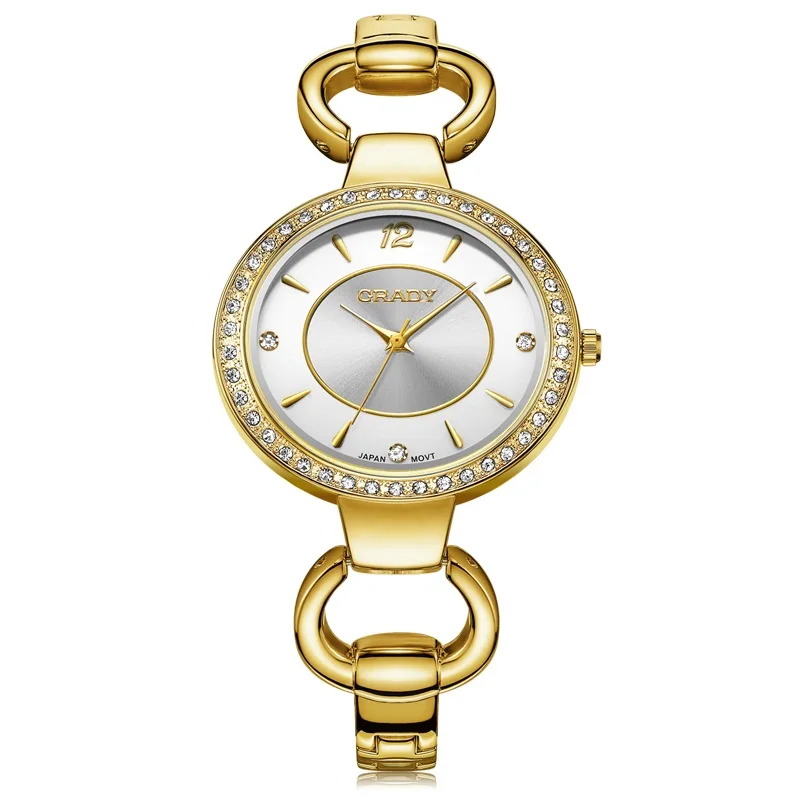 Gold White Dial Новые модные женские часы-браслет GRADY, Золотые Кварцевые Подарочные часы, наручные часы для женщин, повседневные часы-браслет - Цвет: Gold White Dial