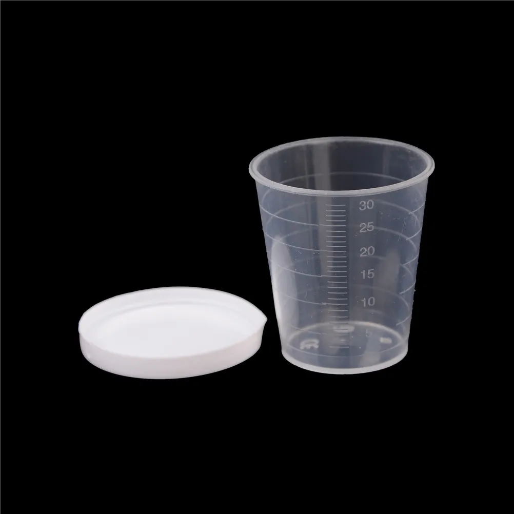10 шт. 30 мл пластиковый градуированный лабораторный тестовый цилиндр с белой крышкой Прозрачные Pp мерные стаканчики для жидкости индексирование прозрачный контейнер трубка