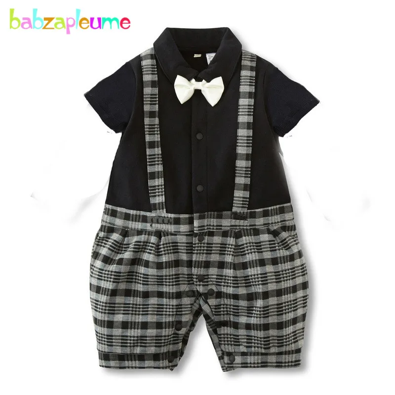 

0-18Months/Summer Infant Clothes For Baby Wear Boys Jumpsuit Gentleman Bow Short Sleeves Toddler Rompers Newborn Clothing BC1297