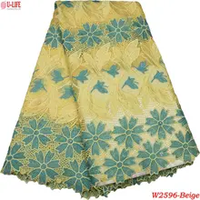 Nigerian laces Fabric 2018 African Cord Laces Fabrics High Quality Water soluble Guipure Lace Fabric For Wedding Dress W2-596