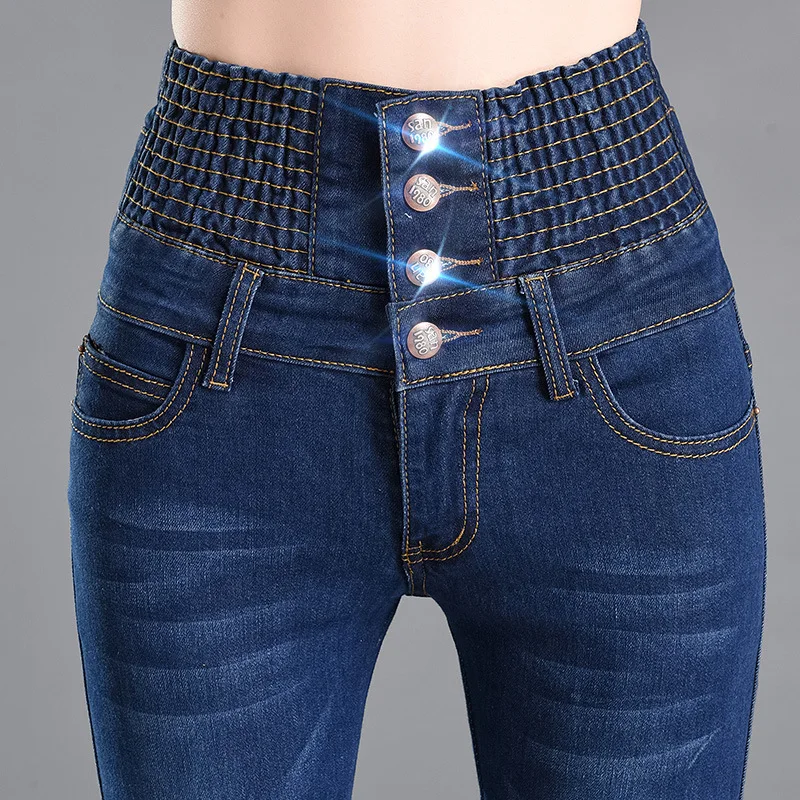 

Plus Size Elastic High Waist Skinny Jeans Woman Clothes Stretch Sexy Ladies Jeans For Women Large Size Streetwear Trousers
