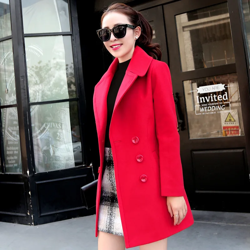 Femme Mujer rouge Abrigos Casaco Manteau Laine orange Féminin Red Gris Sobretudo Feminino 2017 wine Invierno Nicesense Red D'hiver Pardessus Femmes qTtAw7Rq