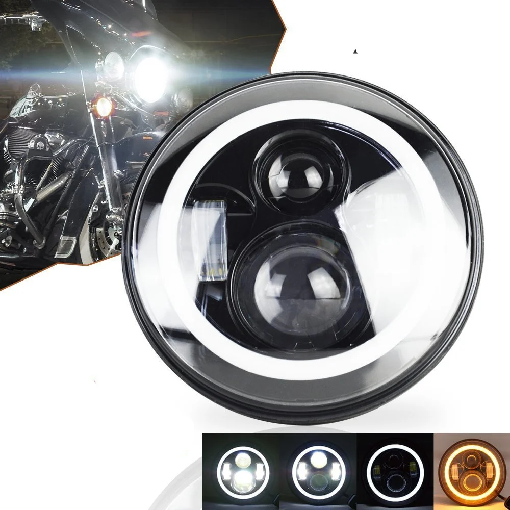 " светодиодный светильник на голову для мотоцикла 40 Вт 90 Вт 60 Вт 75 Вт дальнего ближнего света DRL Дневной ходовой светильник 6000 К 12 В 24 В для Harley FLD Touring Softail
