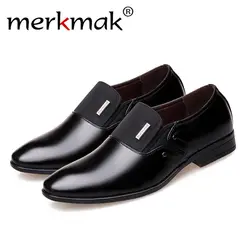 Merkmak/осенне-зимняя мужская официальная Свадебная обувь роскошная мужская одежда для бизнеса модельные туфли мужские лоферы с острым