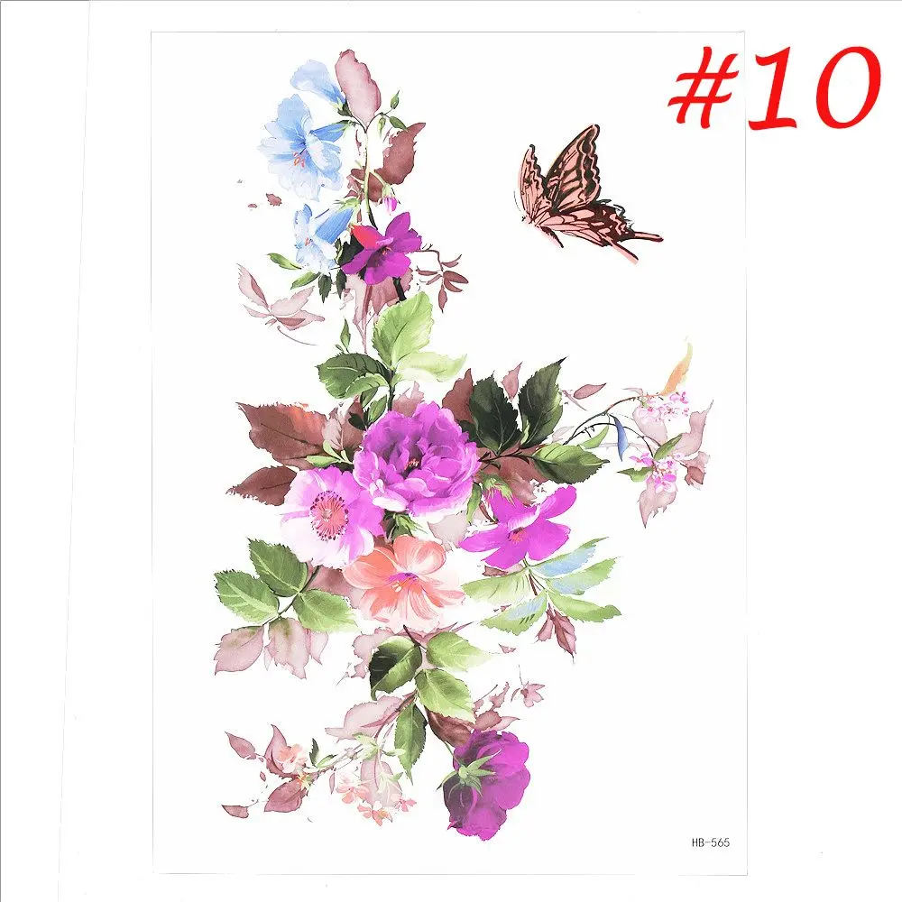 1 шт. Лидер продаж съемный 3D боди-арт Временные татуировки стикер красочный цветок Акварельная живопись наклейки для рисования - Цвет: 10