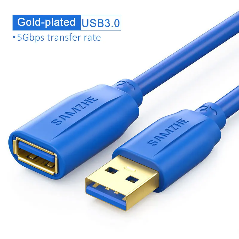SAMZHE удлинитель USB 3,0/2,0 плоский Удлинительный Кабель AM/AF 0,5 m/1 m/1,5 m/2 m/3 m для PC tv PS4 компьютерный удлинитель для ноутбука - Цвет: Blue