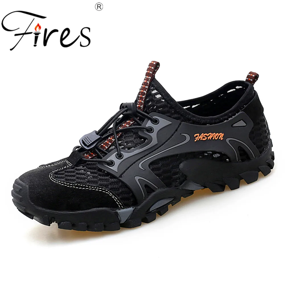 Мужские уличные кроссовки, дышащая мужская походная обувь, мужская спортивная уличная альпинистская обувь, сандалии, летняя Треккинговая водонепроницаемая обувь - Цвет: Черный