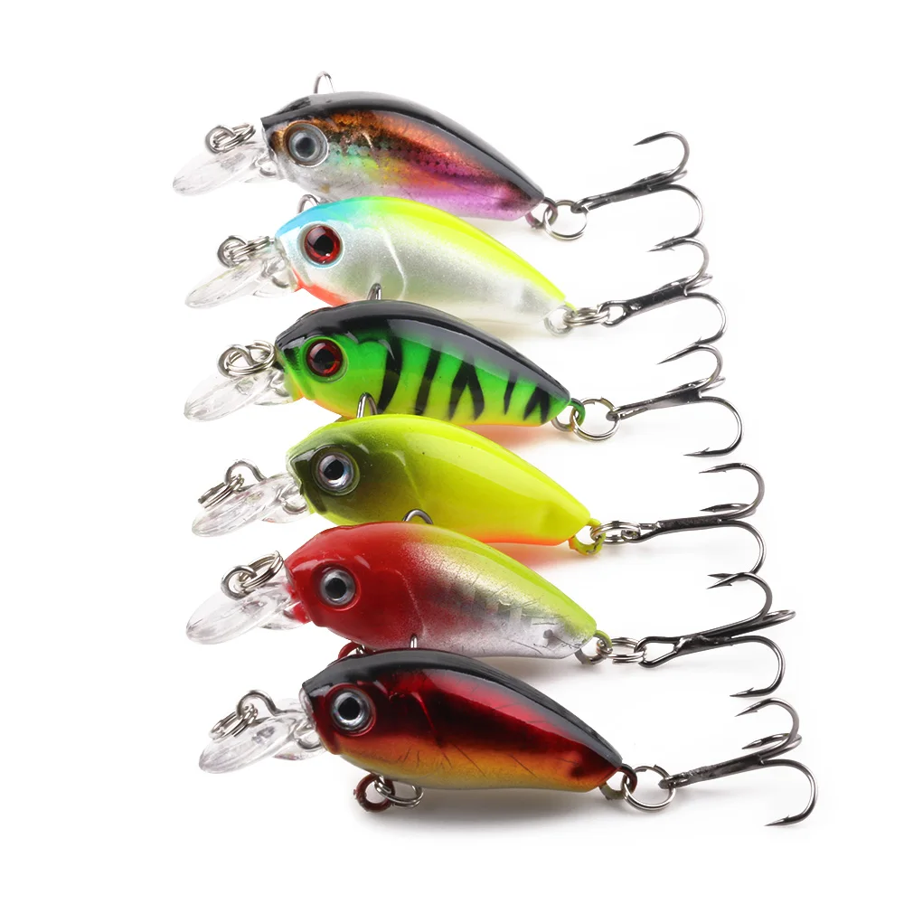 

HENGJIA 6pcs Mini Crankbait Fishing Lure 45mm 4.1g Topwater Artificial Carp Fishing
