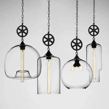 

Restaurant bar pendant lights single head creative personality cafe Nordic staircase simple roller glass pendant lamps GY189