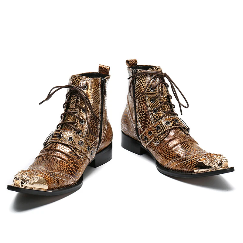 Martin Botines Cuero Hecho Señaló Mano Zapatos Hombre Cocodrilo Sl111 Hombres De Lujo 01 Tamaño 02 Más Motocicleta Auténtico A Vaquero PxZan