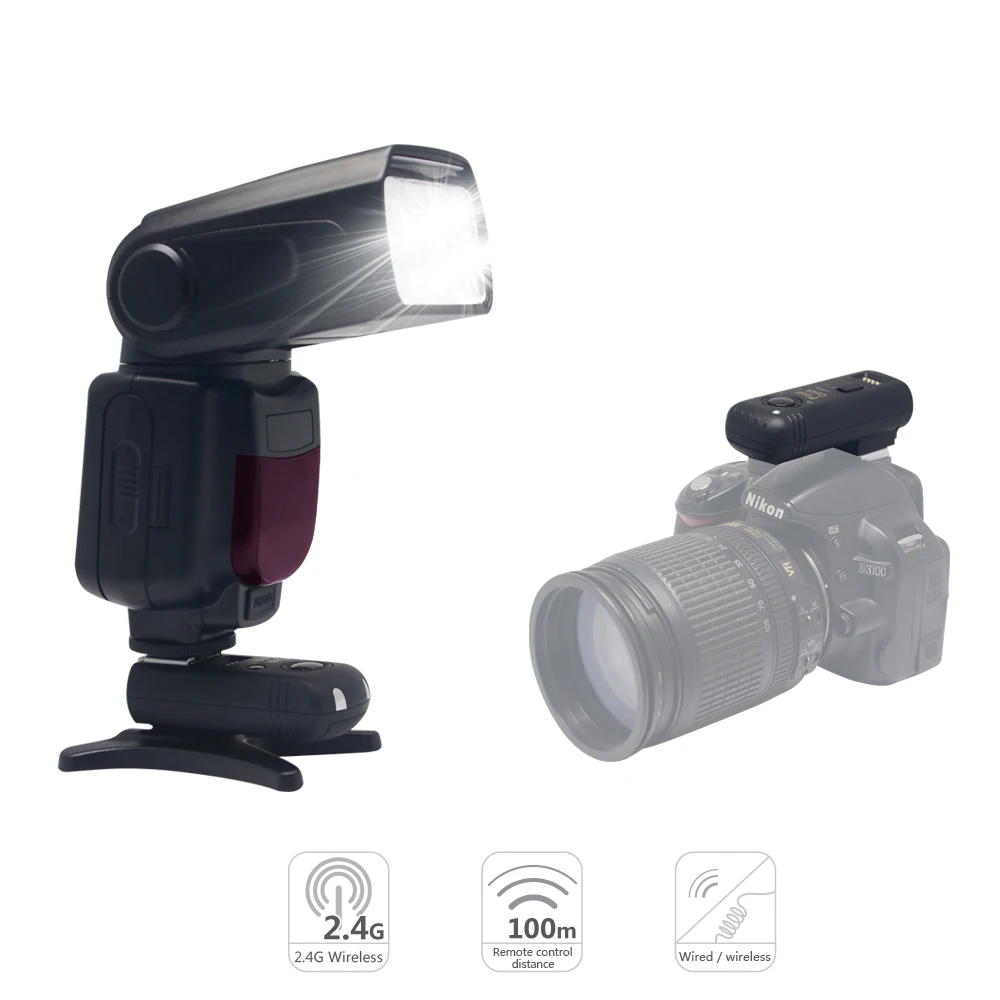 

Mcoplus TR-950 Flash Speedlite for Canon Nikon DSLR Camera D7100 D3100 D90 D5300 D5200 D5100 D3200+ 2.4G Wireless Remote Trigger