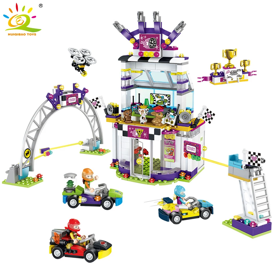 

658pcs Summer Race City Speed Champions Compatible Legoed Friend Girl Figures Karting Building Blocks Educational Toys For Child