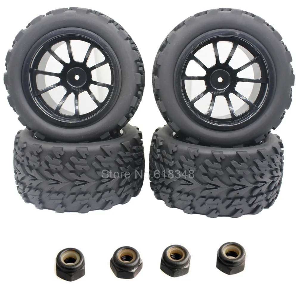 4pcs/Lot Rubber RC Truck Tyre & Wheel Rim For EP 1/10 Scale Electric