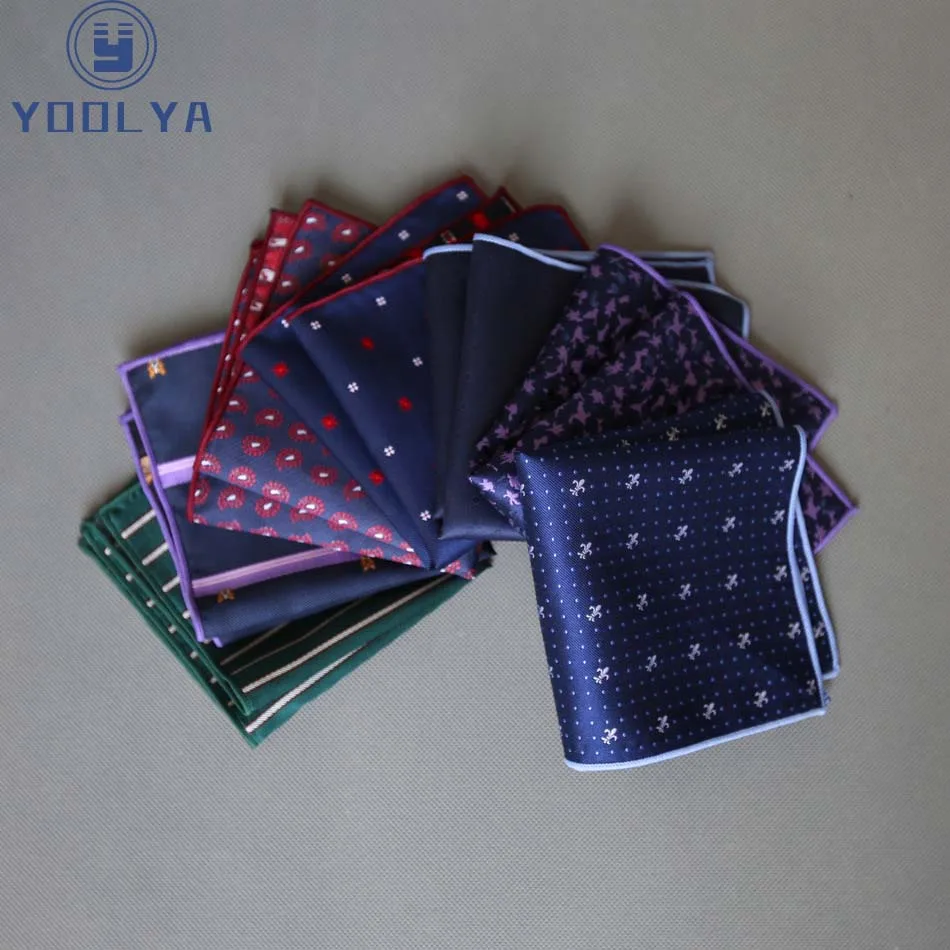 

42Colors Men's Handkerchief Stripe Polka Dots Floral Rolled Edged Pocket Square 22cm Wedding Business Party Chest Towel Hanky