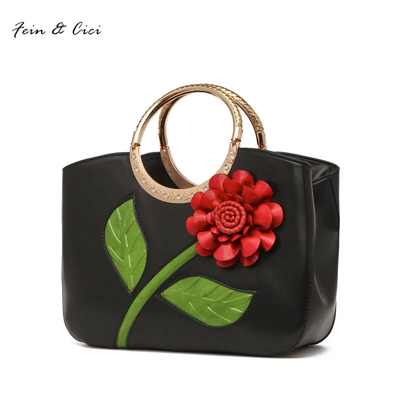 

floral totes handbag lady women appliques flower bag summer 2017 large shopping bag white green red purple black blue color