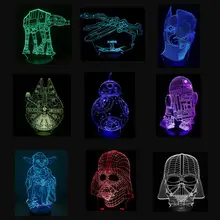 USB новинка подарок с изображением из «Звездных войн 3D настольная лампа светодиодный ночник домашний декор сенсорный выключатель настольной лампы свет BB8 Дарт Вейдер йода Бэтмен x-крыла