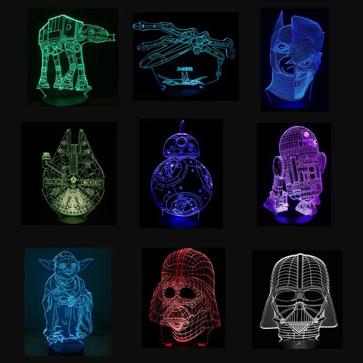 USB новинка подарок Звездные войны 3D настольная лампа LED ночник домашний декор