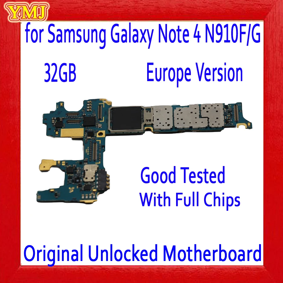 Европейская версия для samsung Galaxy Note 4 N910F/G материнская плата, 32 ГБ разблокирована для Note 4 N910F/G материнская плата+ чипы