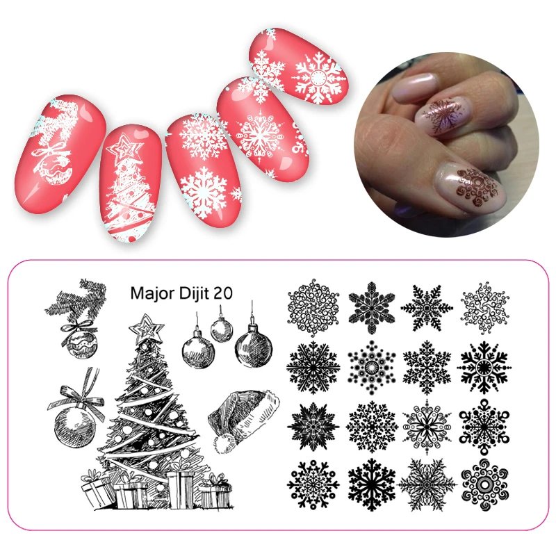

12.5*6.5cm 1Pc Nail Art Stamping Plates Christmas Image Stamp Template Xmas Tree Snowflake Stainless Steel Stencils For Nails