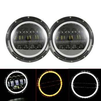 

2pcs 7'' Ronnd Led Headlights H4 High Low Beem DRL HeadLamp For Jeep Wrangler JK TJ LJ lada niva 4x4 suzuki samurai Hummer