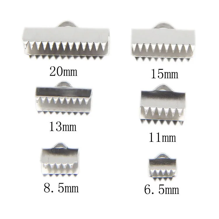 

50pcs Stainless Steel Fastener Clasps Fitting Flat Leather Cord Silver Tone End Caps Clip Clasps Jewelry Making Conponents