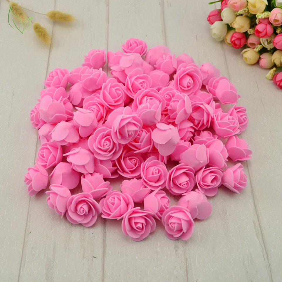 100pcs PE Foam Fake Teedy Bear Roee Head Artificial Flowers Cheap Wedding Home Decoration for Scrapbooking Gift Box Diy Wreath
